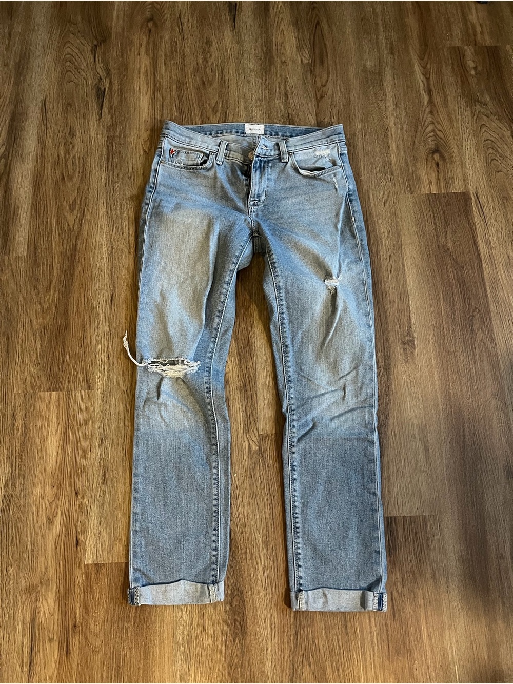 GUC Hudson Jeans Krista Straight Crop denim trousers with a rolled cuff